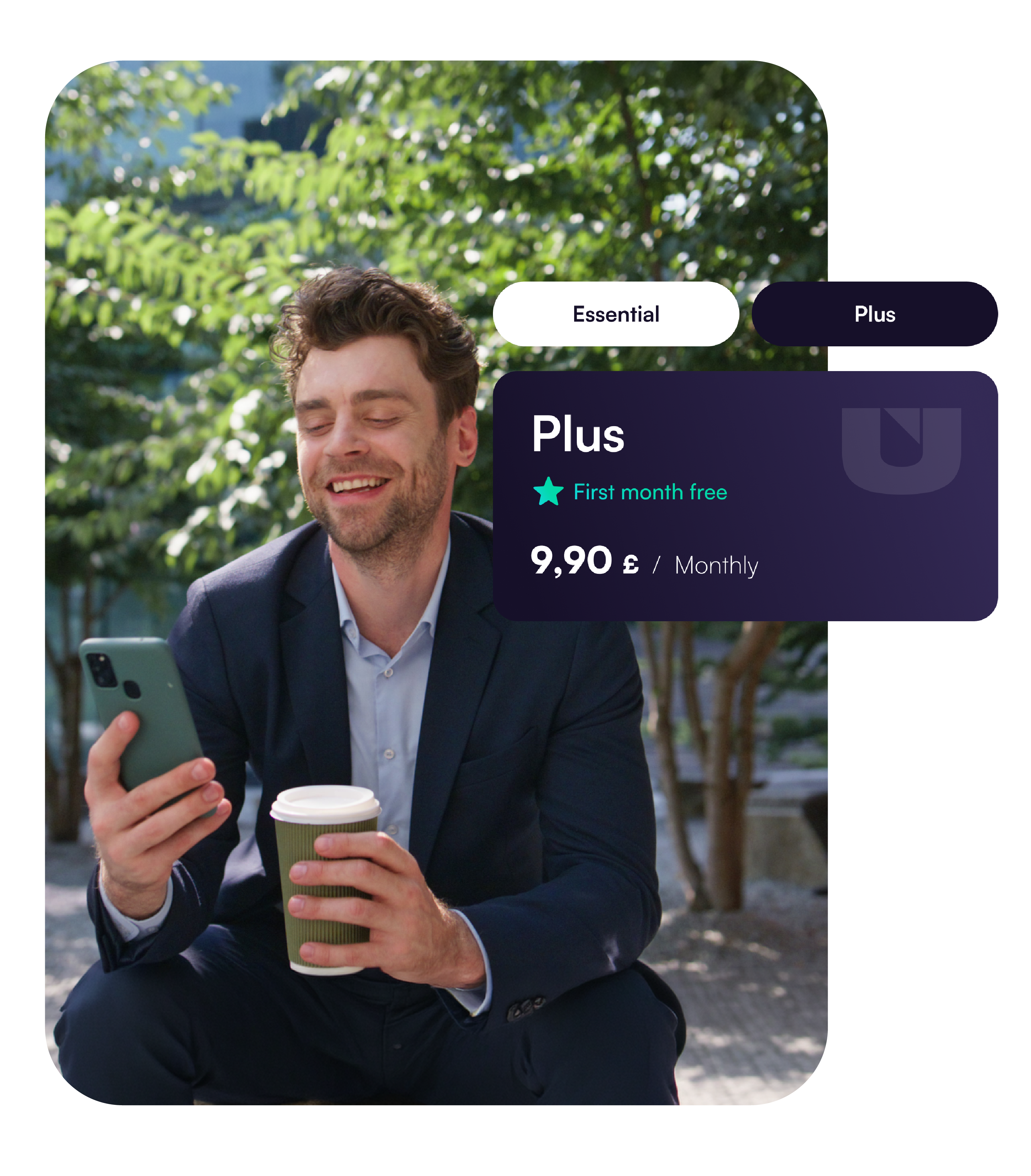 A business owner smiling while reviewing RUUT on his phone